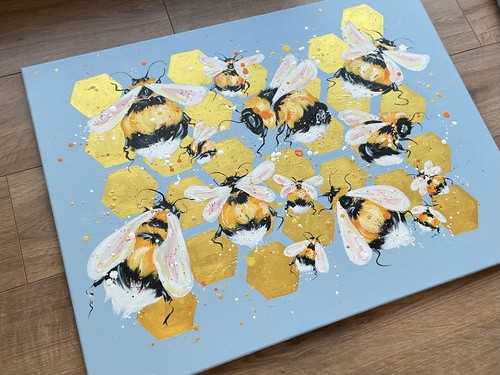 Original bee hive painting - bee,