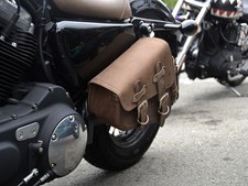 Brown Leather Single Saddle Bag Fits Harley Davidson Sportster 48 Forty-Eight