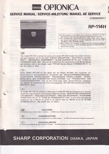 Service manual for - , sharp