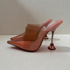 ZARA Clear Mule Heels Pink
