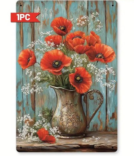 Poppy vintage vase metal - vase, 2d