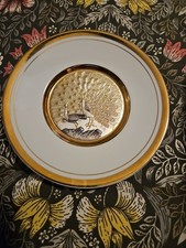 Art of Chokin Peacock Decorative Plate approx 20cm 24K Gold Trim
