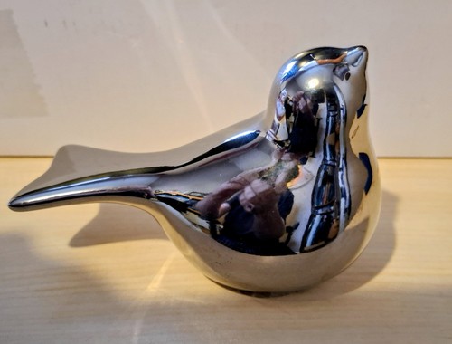 Silver effect bird ornament - silver,