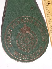 VINTAGE Retro Keyring Leather Look Green Dyson Perrrins Museum Worcester Porcela