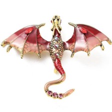 Dragon brooch with rhinestone - with,