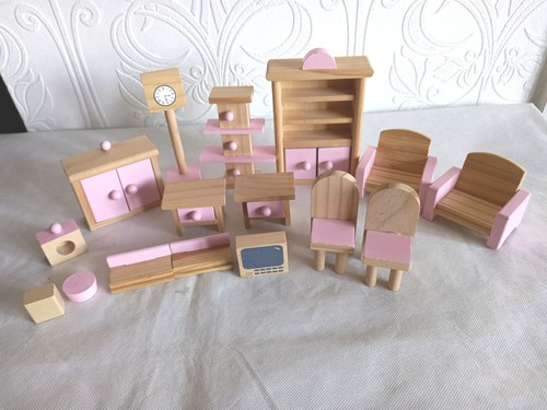 Dolls house wooden pink mixed - house,