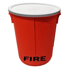 Red fire bucket bin with - bucket,