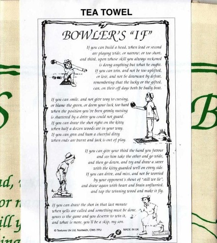 Bowler tea towel - bowler's, 100%