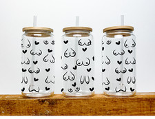 Funny Breast Boob Can Glass Sexy Gifts Sun | Boho Coffee Glass | 16 OZ