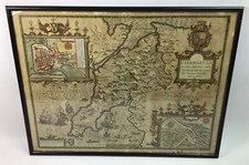 Antique Original John Speed/Spede -Caernarvon Map 1627-Engraved & Hand Coloured