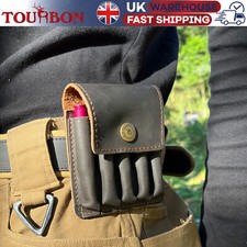 TOURBON Rifle Cartridge Ammo Leather Wallet Shell Pouch for Belt 5 Bullet Rounds