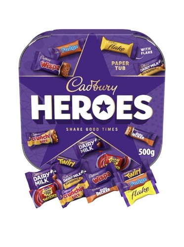 Cadbury heroes paper tub 500g - heroes,