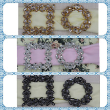 2.25 INCH CIRCLE,SQUARE DIAMANTE RHINESTONE CRYSTAL BUCKLE RIBBON SLIDERS