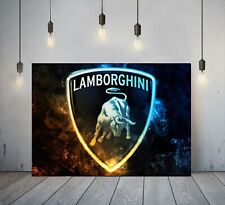 LAMBORGHINI SPORTS CAR LOGO CANVAS WALL ART READY TO HANG OR PAPER POSTER PRINT
