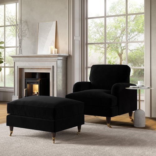 Black velvet armchair and - armchair,