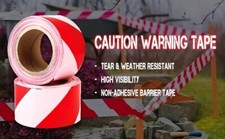 Black & Yellow Hazard Warning Tape - Non Adhesive Barrier Tape 85mmx500m Rolls