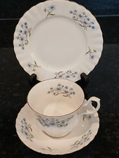 Vintage Richmond Fine Bone China Trio Tea Cup Saucer Side Plate Blue Rock VGC