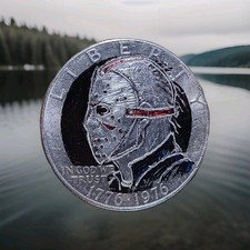 Hobo Nickel EISENHOWER $1 hand carved by J&M Tarantula as Jason Friday The 13th