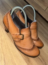 Tan Faux Leather Brogue Monk