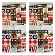 Meccano Army Or Model Aircraft 4 x Complete Original Sticker Sheets 142088 VGC