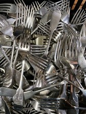 6 DESSERT FORKS 7” SILVER PLATE FIDDLE BACK CUTLERY MATCHING/RANDOM ANTIQUE