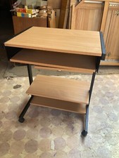 Metal Frame Wood Effect Computer Desk Slide Out keyboard Shelf on Castors