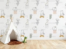 3D Cartoon Animal Pattern Kids Self-adhesive Removeable Wallpaper Wall Mural