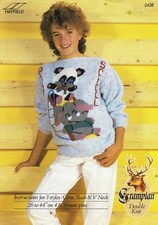 HAYFIELD GRAMPIAN DK LADIES/GIRLS PLAY SCHOOL SWEATER KNITTING PATTERN - 26-44"