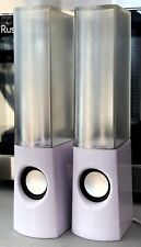 Pair of LED Dancing Water Speakers - White & Sparkly Gold + Coloured Water Jets