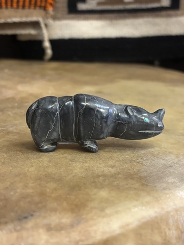 Zuni fetish grey hippo rhino - zuni,