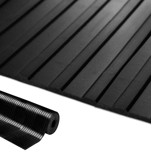 Broad ribbed rubber matting - ribbed,