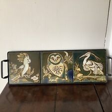 Pilkington Tile Parrot Owl Heron Cast Iron Hanger And Handle 20th Century Rare