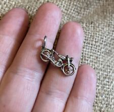 Vintage Motorcycle Motorbike Sterling Silver 925 Stamped Necklace Pendant Charm