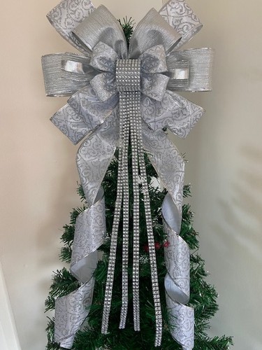 Silver white glitter tree - silver,
