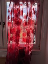 unused IKEA Sheer Red Curtains 296cm Long sunburst pattern 