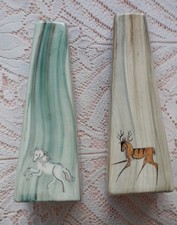 TWO BABBACOMBE POTTERY LAURIANA STAG AND HORSE DESIGN VASES