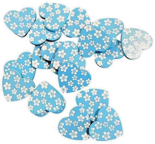 Blue wooden hearts with flower - with,