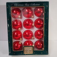 Christmas Finesse Glass Tree Ornaments,Red Glass Ornaments, Made In Poland 