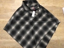 Be Beau Black Grey Button Poncho Shawl Top Medium NEW RRP £30