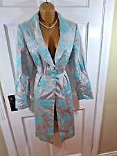 Kate Cooper Special Occasion Blue & Silver Floral Lined Coat, UK 12, BNWOT