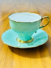 Paragon Celadon Green & Gold Tea Cup and Saucer –c.1940s- Double Royal Warrant