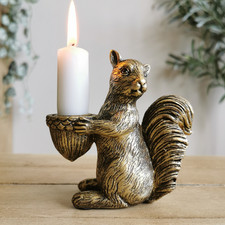 Gold squirrel acorn candle - gold,
