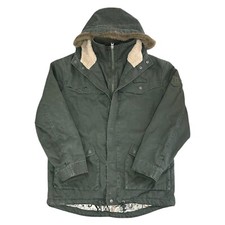 Animal Parka Jacket Coat Short Fleece Sherpa Lined Y2K Khaki Green Mens Medium