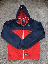 Mens Crosshatch Jacket Windbreaker, Size Large, Red, Lightweight, Pockets, (73)