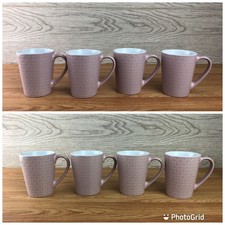 Set of 8 x Pink Diamond Pattern Mugs