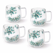 4pcs 200ml Double Walled Glass