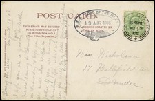 GB 1908  SG218 Cover "R.M.S