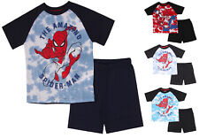 BOYS CHARACTER SHORT PYJAMAS EX STORE 2PC NIGHT WEAR PJ SETS SPIDER-MAN NEW