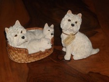 Vintage 2x Sherratt & Simpson West Highland White Terrier Westies Puppies Basket
