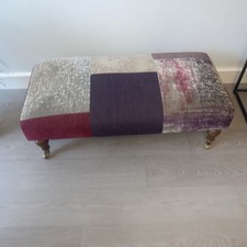 Patchwork Pouffe Stool Mixed Fabric with Casters ,